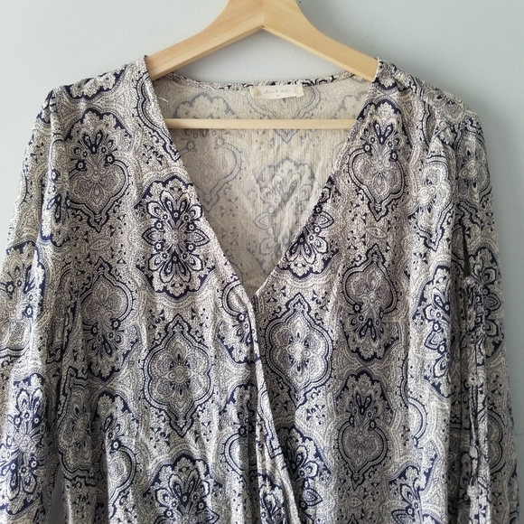 Altard State Paisley Boho Lace Up Sleeve Top Medium - Picture 7 of 10